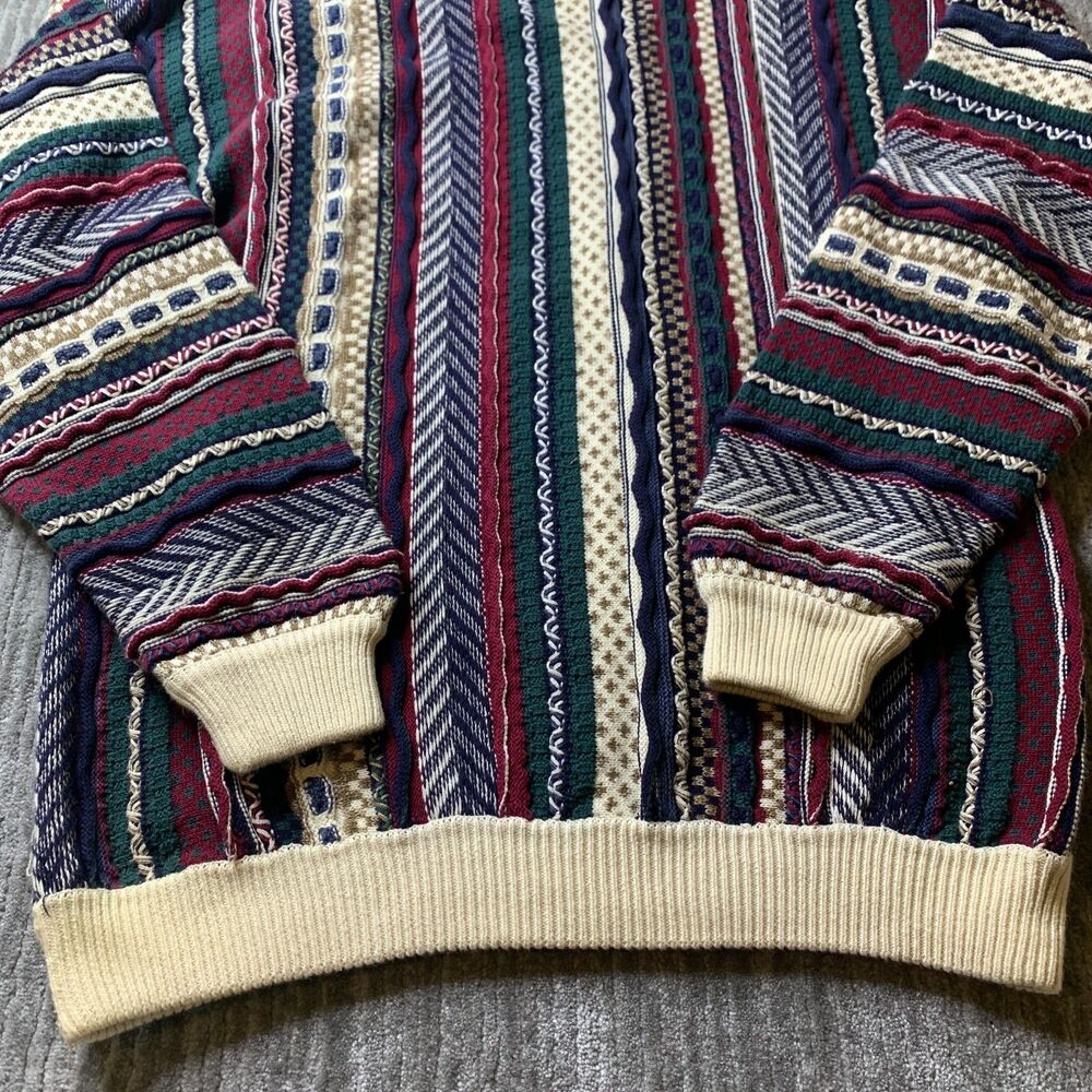 Cotton Traders Knit Sweater Large Tall Coogi Style 3D Textured Vintage 80's Mens - Picture 4 of 15